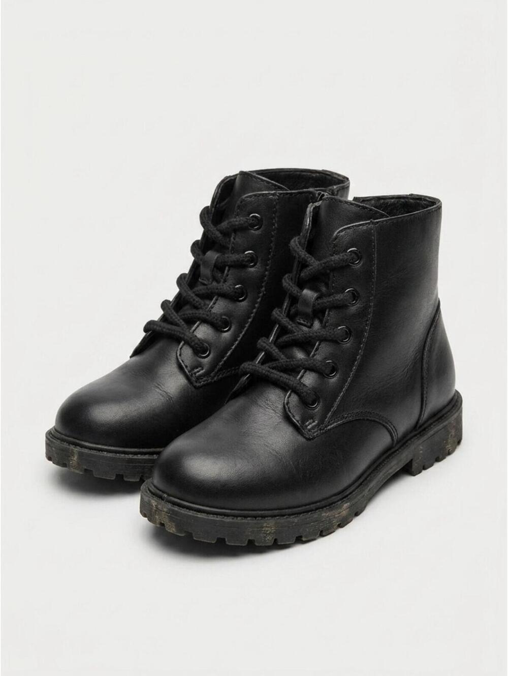Black Lace-Up Combat Boots